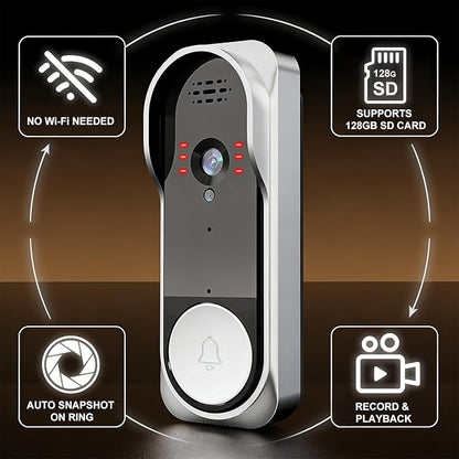 Video Doorbell with 43" Monitor, No WiFi Needed, 130° Wide Angle, Infrared Night Vision, 2-Way Audio & Local SD Card Recording