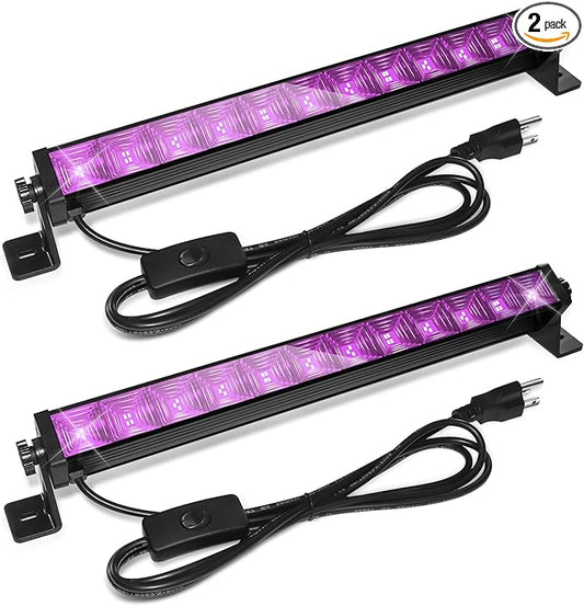 Upgraded 2 Pack 40W LED Black Light Bar,Blacklight with Plug+Switch+6.5ft Cord,Black Lights Party Supplies for Halloween Glow Fluorescent Party Bedroom Game Room Body Paint Stage Lighting