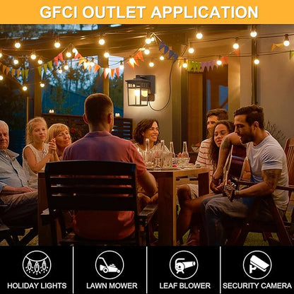 2 Pack Porch Lights with GFCI Outlets, Dusk to Dawn Outdoor Lighting Exterior Light Fixtures Wall Mount, Waterproof Alunmium Wall Sconces for House Patio Garage Front Door, 9W LED Bulbs Included(ORB)