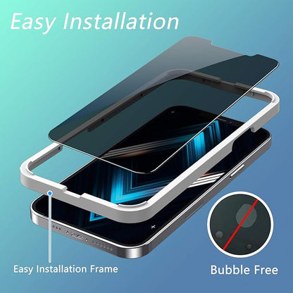 3-Pack Privacy Screen Protector for iPhone 12/12 Pro Privacy Screen Protector, Anti Spy Tempered Glass Film, 9H Hardness, Sensitive Touch, Bubble-Free, with Easy Installation Tray