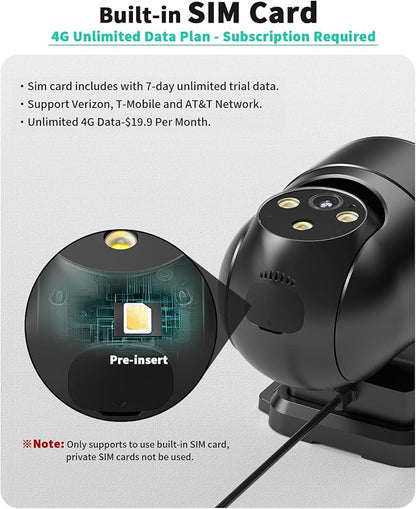 LIWAN Wired 4G LTE Cellular Security Camera, No WiFi Needed, Black, 1 Pack