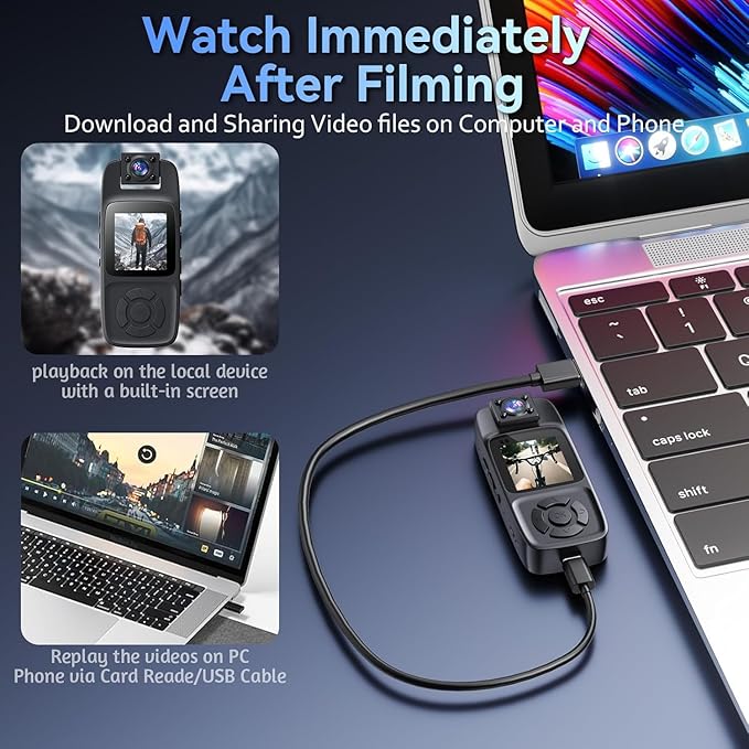 4K Mini Body Camera Video Recorder with 180° Rotation Lens,WiFi Action Camera for Real-Time Viewing,Infrared Night Vision POV Cam,Wearable for Outdoor Sports,Cycling,Hiking and Travel(128G)