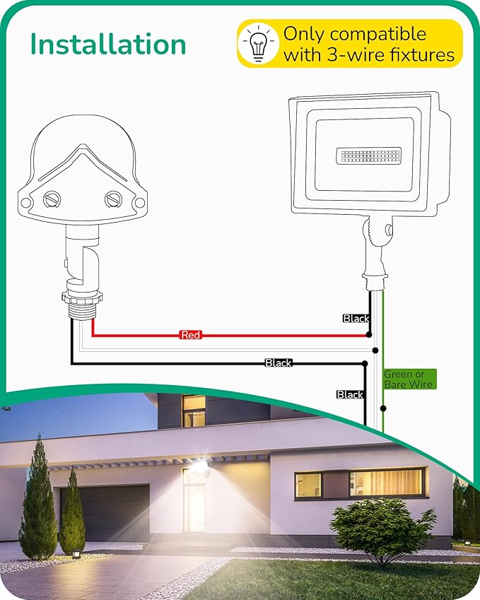 EDISHINE 2 Pack 240° Motion Sensor, Replacement Motion Detector for Outdoor Lights, Adjustable Time & Detection Range Up to 60FT, 3 Modes PIR Motion Sensor for Floodlight, White, UL Listed