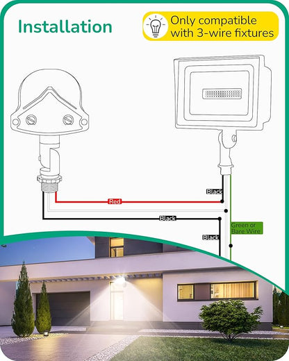 EDISHINE 2 Pack 240° Motion Sensor, Replacement Motion Detector for Outdoor Lights, Adjustable Time & Detection Range Up to 60FT, 3 Modes PIR Motion Sensor for Floodlight, White, UL Listed