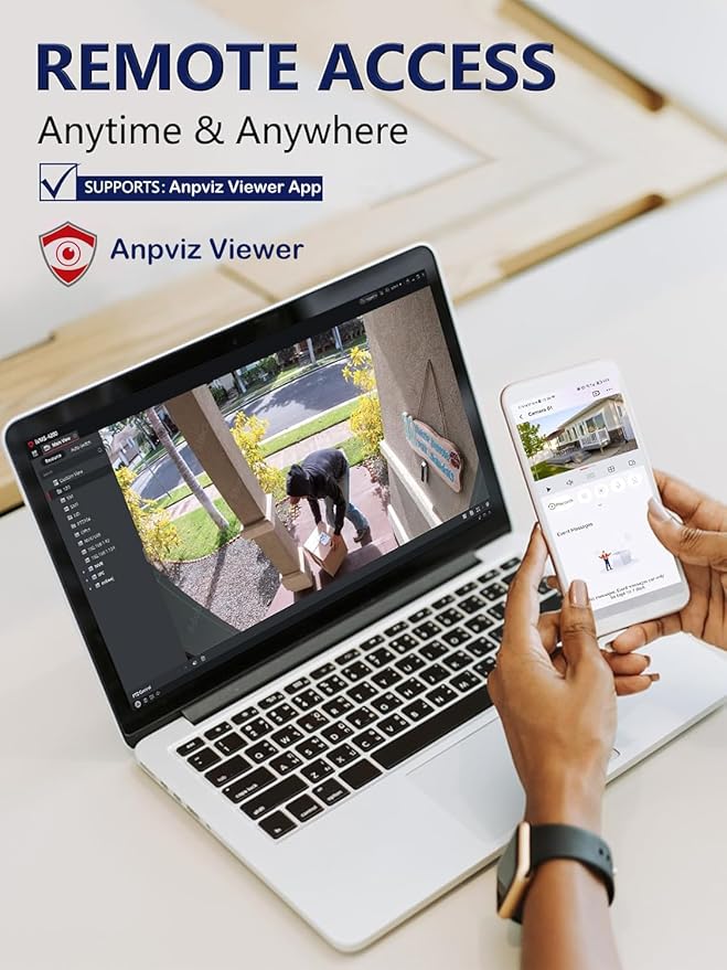 Anpviz 4K PoE IP Camera Outdoor, 8MP Smart Dual Light Turret Camera, Human/Vehicle Detection, 2.8mm Lens Wide Angle, Full Metal Housing, Built-in Mic, 120dB WDR, IP67, No Adapter, IPC-D3083WD-S