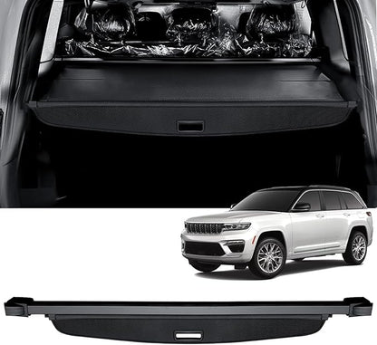 AUXKO Retractable Cargo Cover for Jeep Grand Cherokee(2 Row; WL) 4XE 2026-2022, Trunk Cover Security Cover for 2025 Grand Cherokee Shielding Shade Anti-Peeping Luggage Privacy Screen, Carbon Fiber