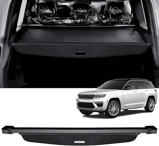 AUXKO Retractable Cargo Cover for Jeep Grand Cherokee(2 Row; WL) 4XE 2026-2022, Trunk Cover Security Cover for 2025 Grand Cherokee Shielding Shade Anti-Peeping Luggage Privacy Screen, Carbon Fiber
