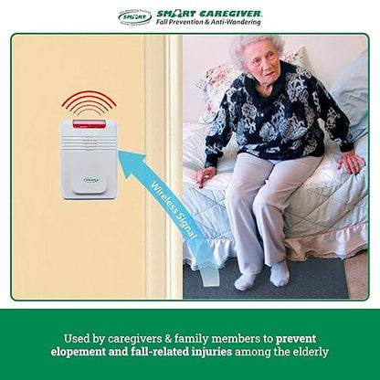Smart Caregiver Cordless Monitor with Cordless 24in x 48in Gray Floor Mat - Get to Them so They Don't Walk Alone!