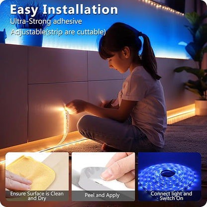 DAYBETTER LED Strip Lights 110ft, Smart Lighting Strips with App Remote Control, RGB Music Sync Color Changing Lights for Bedroom Kitchen Party Home Decor(1 Roll) (Pack of 2)