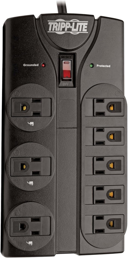 Eaton Tripp Lite Series TLP808B 8 Outlet Surge Protector Power Strip with Flat Plug, 1440 Joule Rating, Black, UL Listed & Certified, 8ft Extension Cord with Multiple Outlets for Home Office