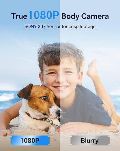 BOBLOV W1 1080P 128GB Body Camera, Wearable Camera Support 90 Minutes with Loop Recording, Easy to Use and Take for Traveling, Walking, Law Enforcement and Outdoors Activities