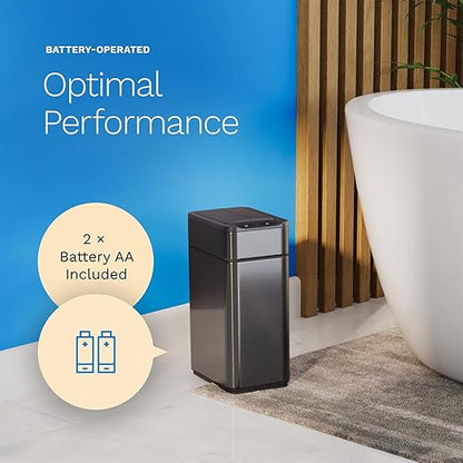 hOmeLabs 2.4 Gallon Touchless Sensor Trash Can, Automatic Retractable Butterfly Lid, Batteries Included, Space-Efficient, Easy Clean, Battery-Powered
