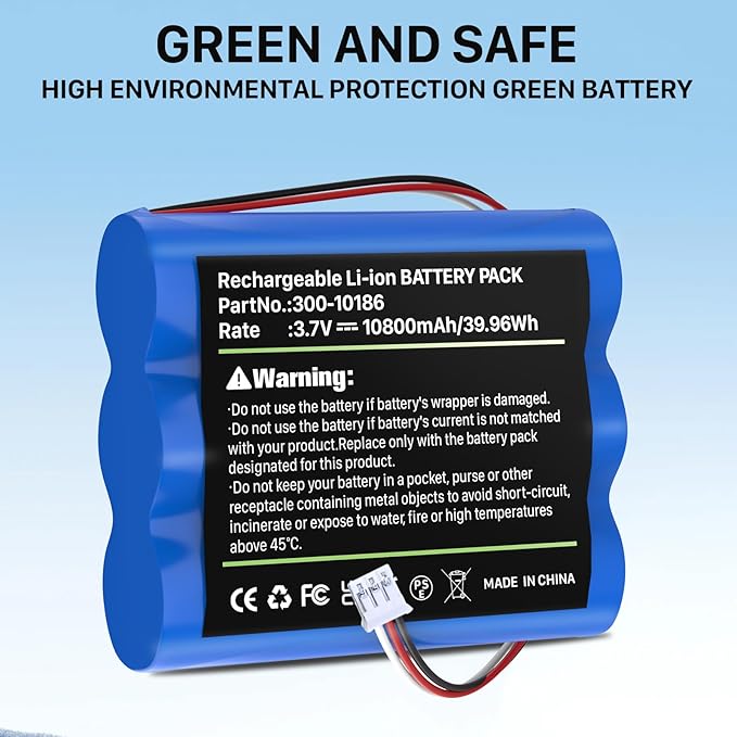 Replacement Battery 300-10186 for ADT Command Smart Home Touchscreen Security Panel ADT5AIO-1,ADT5AIO-2,ADT5AIO-3,ADT7AIO-1,ADT2X16AIO-1,ADT2X16AIO-2, 10800mAh
