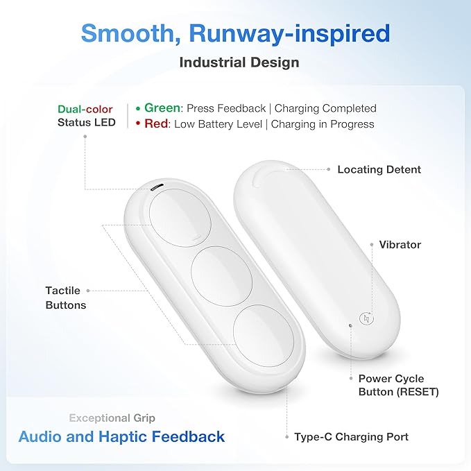 Airversa Smart HomeKit Button Controller, 3-Button Smart Switch, Works with Apple Home over Thread (Home Hub Needed), HomeKit Trigger, Apple Home Ecosystem Exclusive QliQ AC1 White-1 Pack