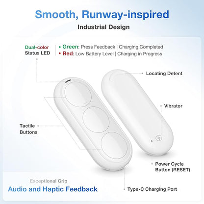 Airversa Smart HomeKit Button Controller, 3-Button Smart Switch, Works with Apple Home over Thread (Home Hub Needed), HomeKit Trigger, Apple Home Ecosystem Exclusive QliQ AC1 White-2 Packs