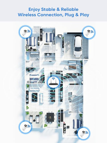 SANNCE 2K Wireless Security Camera System, 8CH 5MP NVR with 8Pcs 3MP Outdoor WiFi IP Surveillance Cameras with One-Way Audio,Night Vision, Remote Access, Motion Alerts, Compatible with Alexa(2TB HDD)