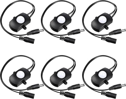 Hortsun 6 Pieces DC 5V-24V 5A PIR Motion Activated Sensor Light Switch Occupancy Motion Sensor with DC Coupler Cable for Party LED Strip Light