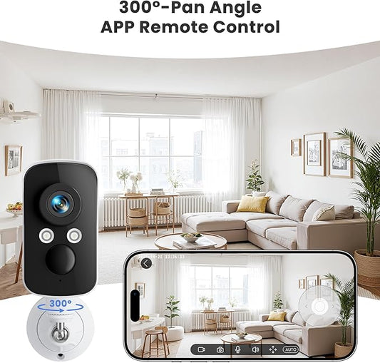 Wireless Outdoor Security Camera, 2.4G WiFi, Battery & Solar Powered, Magnetic Mount, AI Human Detection, Free 7-Day Cloud/SD, 2K, Night Vision, Siren, 2-Way Talk, IP65