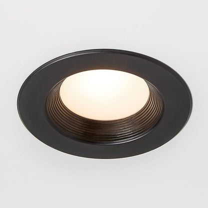 Maxxima 4 in. 5 CCT Retrofit Recessed LED Downlight, 800 Lumens, with E-26 Quick Connect, Color Selectable 2700K-5000K (2700K/3000K/3500K/4000K/5000K), Dimmable, Black Trim