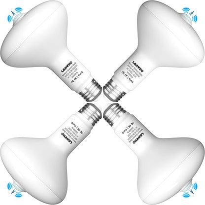 Motion Sensor Light Bulbs, Dusk to Dawn Motion Activated Security Lights, 12W BR30 Motion Detector Led Bulb, 100 Watt Equivalent, E26 6000K Daylight, Suitable for Indoor/Outdoor, (4 Pack)