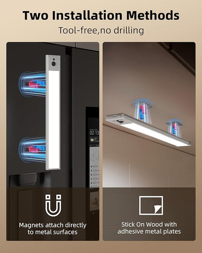 EZVALO 5-Pack Under Cabinet Lighting, 4000mAh Rechargeable Motion Sensor Light, 16.5inch Magnetic Closet Lights with Dimmable & 3 Color Temps, Wireless Motion Activated Lights with Remote for Kitchen