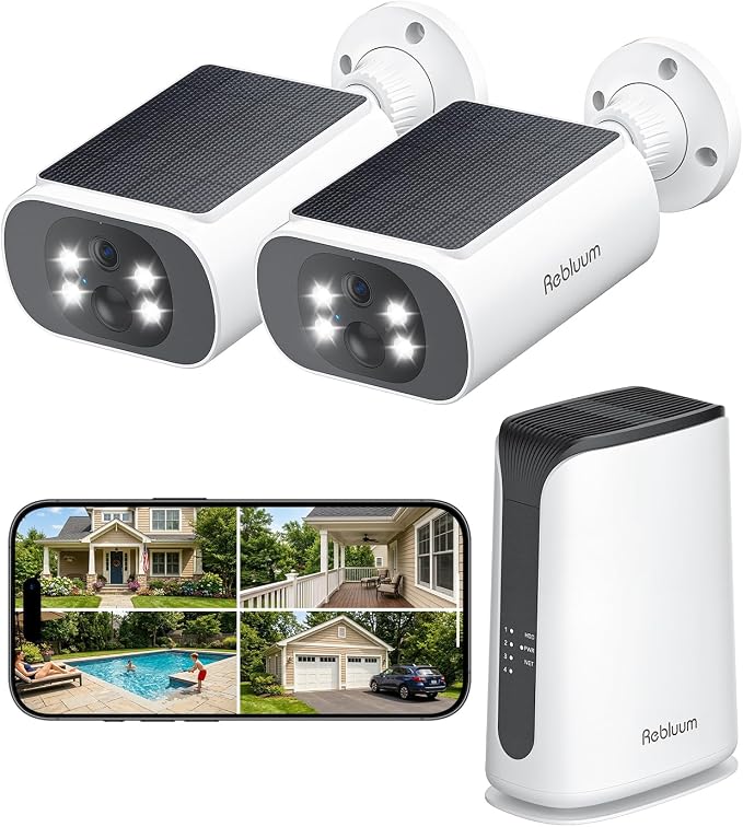 4MP Solar Security Cameras Wireless Outdoor, No Subscription