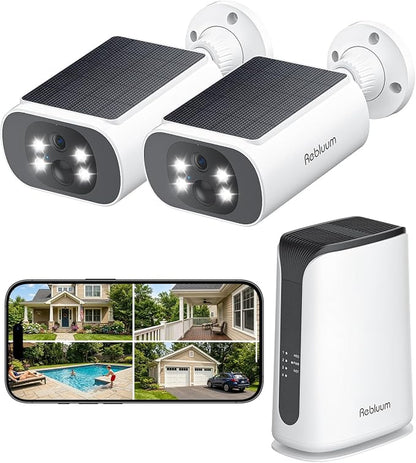 4MP Solar Security Cameras Wireless Outdoor, No Subscription