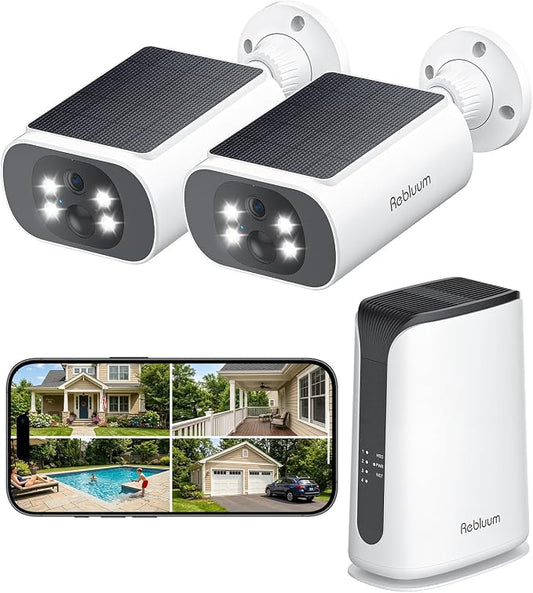 4MP Solar Security Cameras Wireless Outdoor, No Subscription
