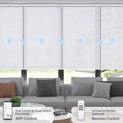 Motorized Coupled Shades, Light Filtering Smart Blinds for Large Windows Automatic Blinds Compatible with Alexa, Electric Roller Shades Customized for Living Room Home Office(Plain White)