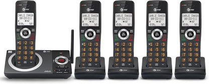 AT&T CL82519 DECT 6.0 5-Handset Cordless Phone for Home with Answering Machine, Call Blocking, Caller ID Announcer, Intercom and Long Range, Black