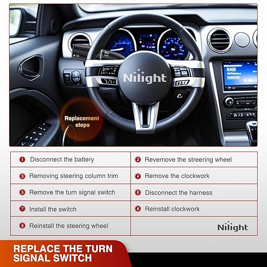 Nilight Turn Signal Switch Compatible with 2010 2011 2012 2013 2014 Ford Mustang Windshield Wiper Multifunction Combination Lever Switches