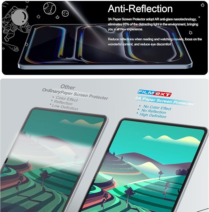 3A High Clarity Paper Screen Protector for Ipad Air 13 Inch M4 2026/M3 2025/M2 2024 [Anti Glare] [Anti Reflection] [Anti Fingerprint] 0.1mm Matte Screen Film for Notetaking and Drawing like on Paper