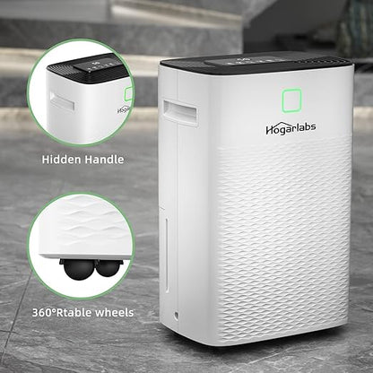 HOGARLABS Smart Dehumidifiers for Home and Basements, with 3 Working Modes, Overflow Protection, Dehumidifier with Drain Hose and Digital Control Panel. (50 Pints for basement)