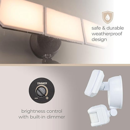 Guardian Flood and Security Wall Light with 3 Lights 3,400 Lumens 30 Watts and Programmable Motion and Photo Sensor in White
