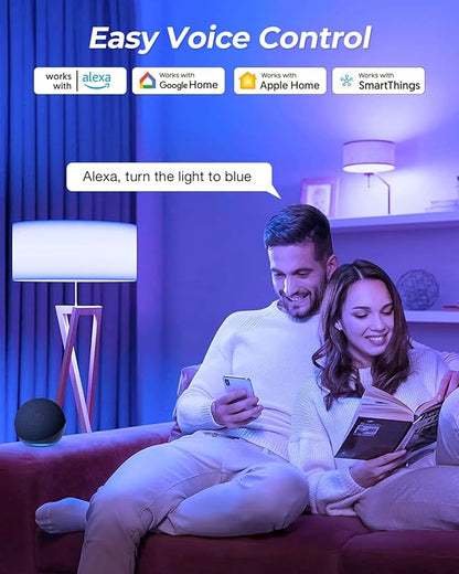 Avatar Controls Matter Smart Light Bulb Compatible with Apple HomeKit/Alexa/Google Home, 9W 2 Pack Color Changing Alexa LED Light Bulbs, Voice/App Controlled Dimmable WiFi Lighting for Room