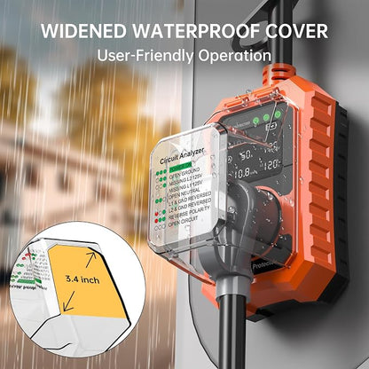 RV Surge Protector 50 Amp Waterproof- Smart 50Amp Power Protectors with Real-Time KWH, Voltage, and Current Monitor Screen, LED Display Circuit Analyzer for Camper Travel Trailer (Orange, 50 Amp)