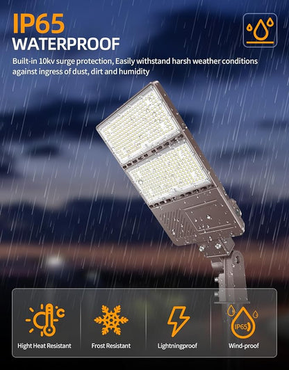 9 Pack LED Parking Lot Light 320W 256W 192W Adjustable UL Listed 5000K LED Street Flood Light with Photocell, IP65 Waterproof Area Lights Slip Fit for Roadway, AC100-277V