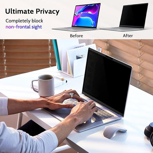 Peslv Magnetic Privacy Screen Surface Laptop 6/5/4/3/2/1 15 Inch, Removable Anti Blue Light Glare Filter, Black Security Private Apy Block Protector