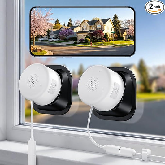 2K No-Drill Window Security Cameras, 2Packs Magnetic Cameras for Home Security, 5G&2.4G WiFi Indoor Angled Window Cam Stick on Glass, Full Color Night Vision, 24/7 AI Human Detection for RV, Apartment
