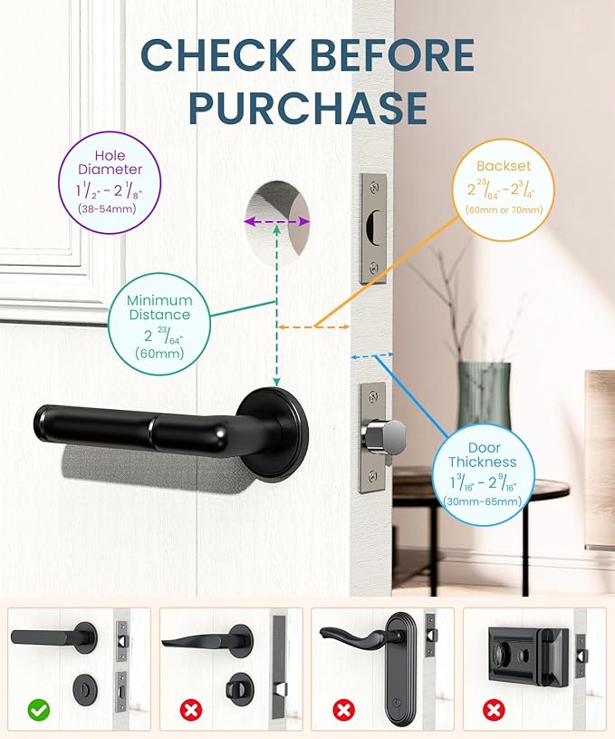 Keyless Entry Smart Deadbolt Lock – Keypad Fingerprint Touchscreen & App Control, Smart Door Lock, Easy Install for Home/Office, Auto-Lock