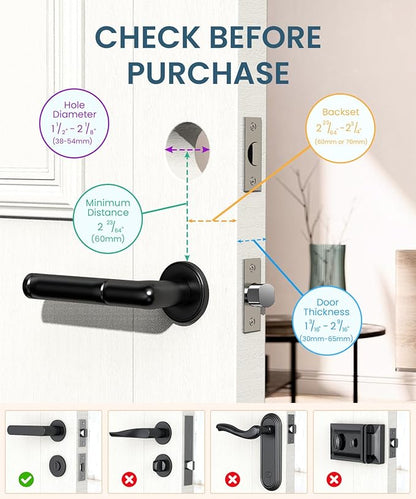 Keyless Entry Smart Deadbolt Lock – Keypad Fingerprint Touchscreen & App Control, Smart Door Lock, Easy Install for Home/Office, Auto-Lock