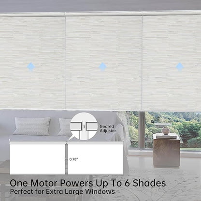 Motorized Coupled Shades, Blackout Smart Blinds for Large Windows Automatic Blinds Compatible with Alexa, Motorized Roller Shades Customized for Bedroom Home Office(Blackout-Jacquard Beige)
