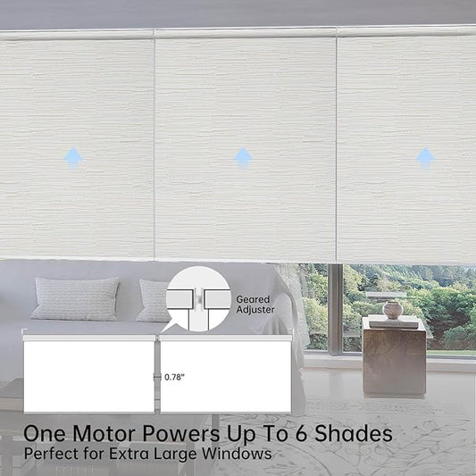 Motorized Coupled Shades, Blackout Smart Blinds for Large Windows Automatic Blinds Compatible with Alexa, Motorized Roller Shades Customized for Bedroom Home Office(Blackout-Jacquard Beige)