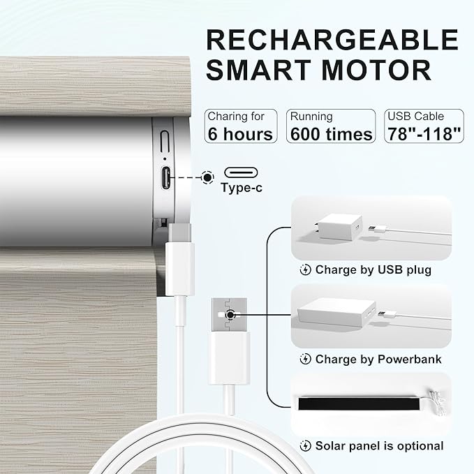 BERISSA Smart Motorized Blinds with Remote,No Drill Automatic Roller Blinds for Indoor Windows,Blackout Linen Fabric,Electric Shades for Windows Home Office,Maze Beige,Custom Size