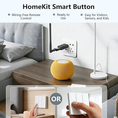 Smart Button Compatible with Apple Homekit ProgSwitch over WiFi, Instant Respopnse, More Reliable than Thread, 3-Gang Programable Switch, 9 Scenes Automation, Friendly for Kids, Seniors, Visitors