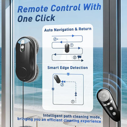 KKI Window Cleaning Robot, Automatic Window Cleaner Robot, Dual Spray, Max 3200Pa, AI Path Planning & Edge Detection, Remote Control for High-Rise Windows, Glass,Door,10xCloths, X3