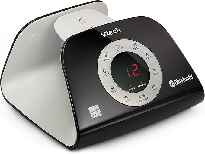VTech VS122 DECT 6.0 Retro Design Cordless Phone with Answering System, Smart Call Blocker and Bluetooth Connect to Cell Full-Duplex Speakerphone Landline Phone for Home Office