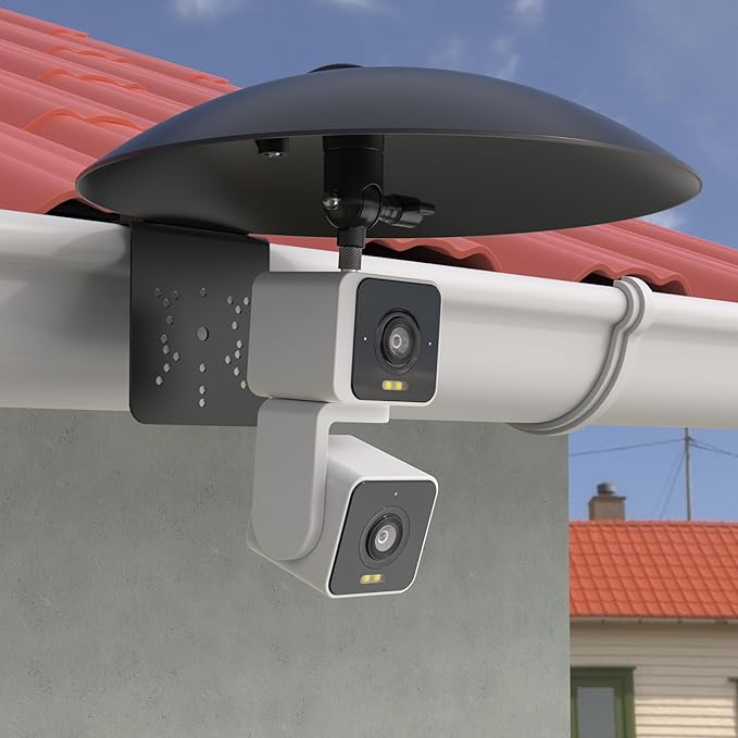 Sun Rain Shade Cover with Gutter Mount WYZE Cam Pan V1/V2/V3/V4/Duo Cam Pan,eufy Indoor Cam,Blink Mini Pan,TP-Link Tapo Pan,Kasa Pan/Tilt and All Outdoor Security Cameras with 1/4 Screw