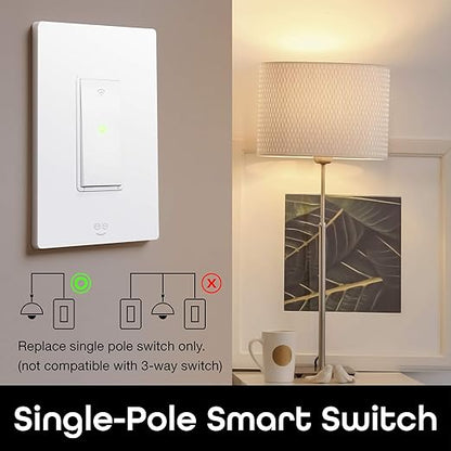 Geeni TAP Smart Light Switch, White, 1 Switch - Requires Neutral Wire - Works with Amazon Alexa and Google Home Requires 2.4 GHz Wi-Fi