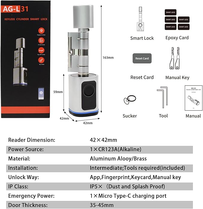 Intelligent Door Locks Fingerprint IC Card Key Cell Phone Application Household Intelligent Electronic Locks Applicable to Wooden Iron Security Door